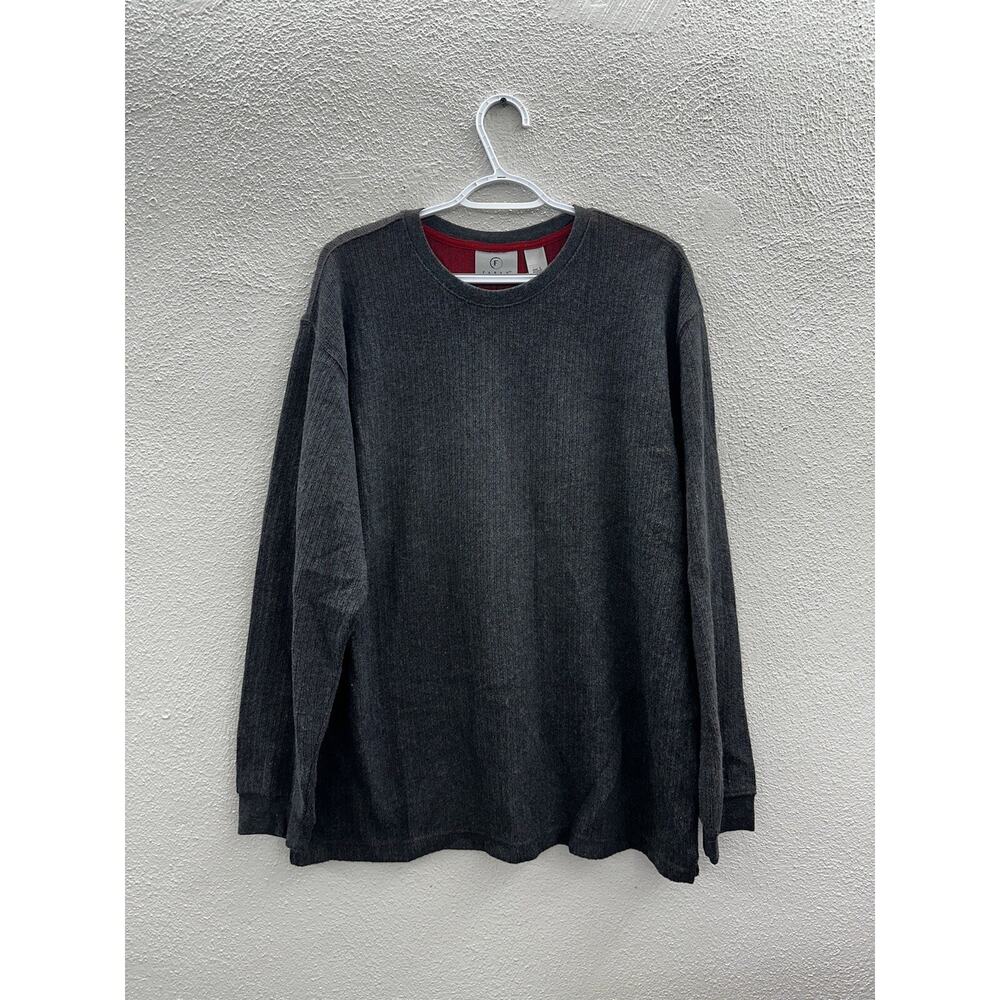 Farah Mens Sweater Size Large Gray Ribbed Long Sleeve